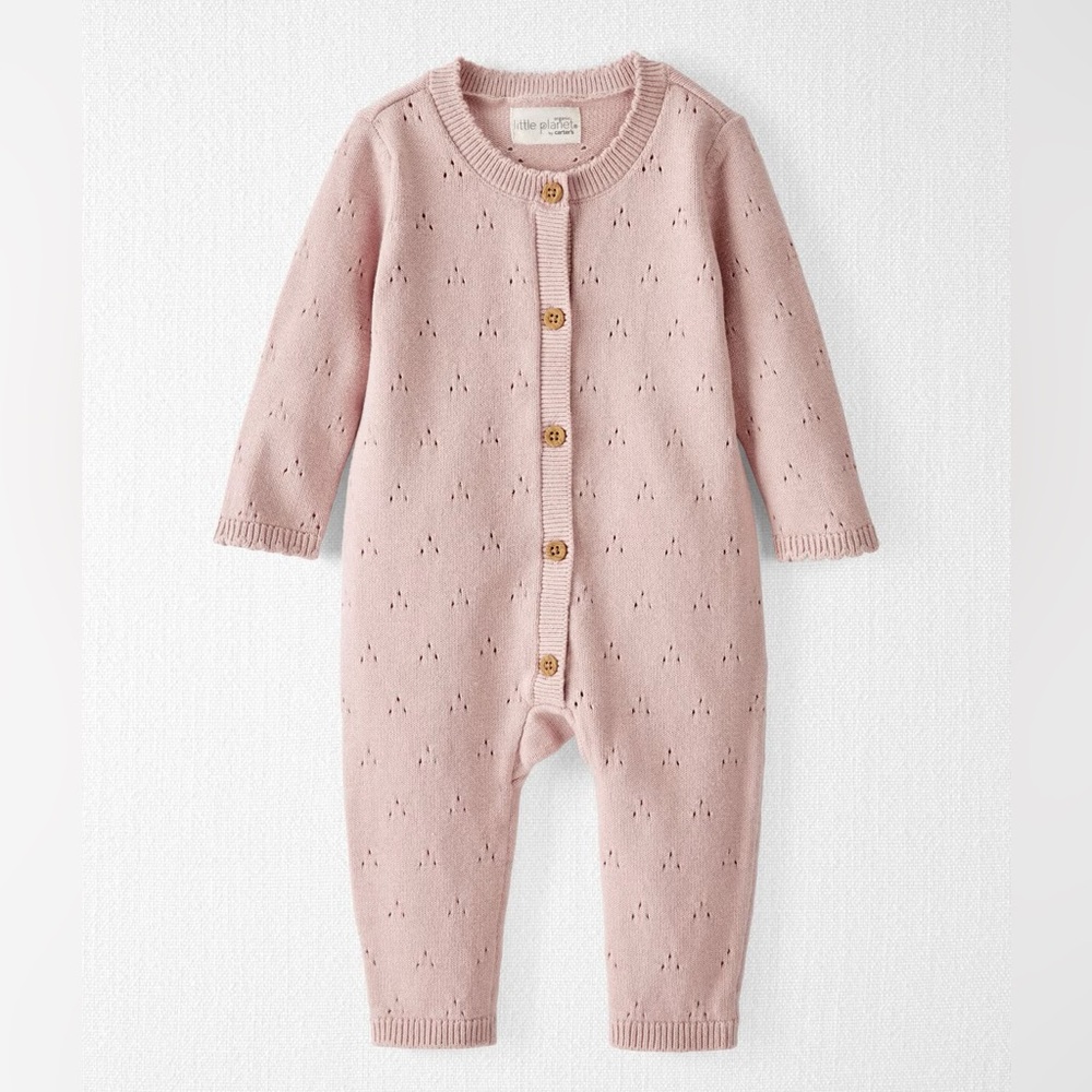 Light pink, organic cotton sweater knit jumpsuit